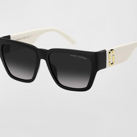 Marc Jacobs MARC-646/S 080S/90 Black/Grey Shaded Sunglasses Black & Cream w Gold - Picture 1 of 16